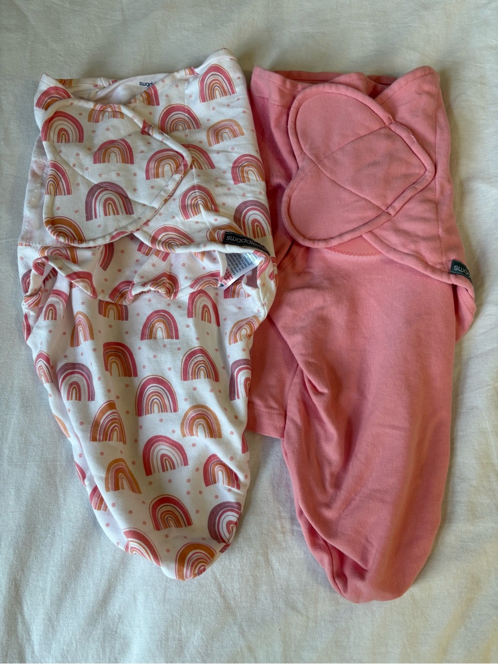 Ingenuity Swaddle Set of 2 - Pink Rainbow Swaddle & Solid Pink Swaddle